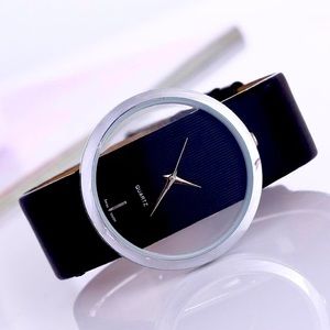 Clear Transparent Quartz Watch, Black